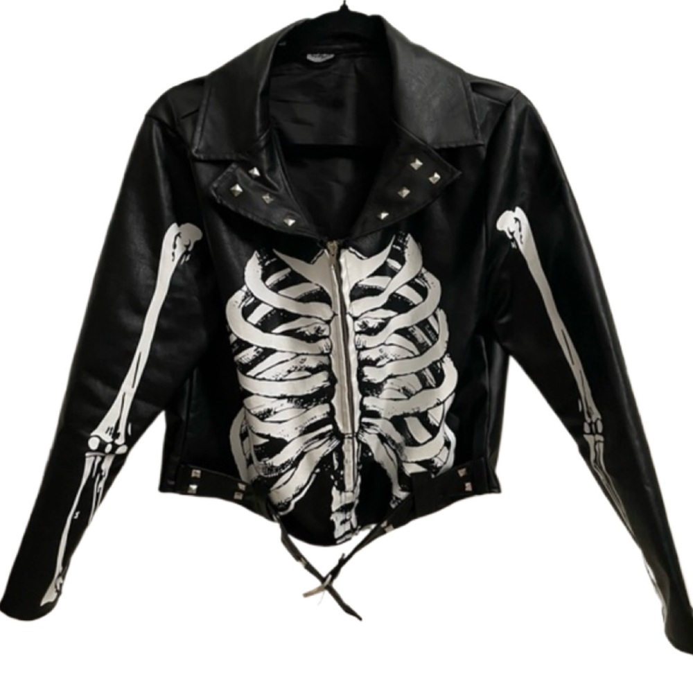 NWT CHILDS SMALL Spirit Halloween Skeleton Moto Jacket